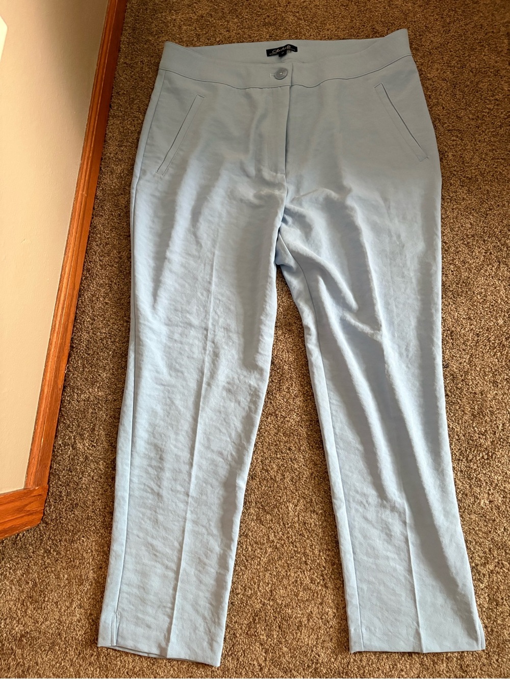 CHARLIE B Light Blue Straight-Leg Pull-On Pants